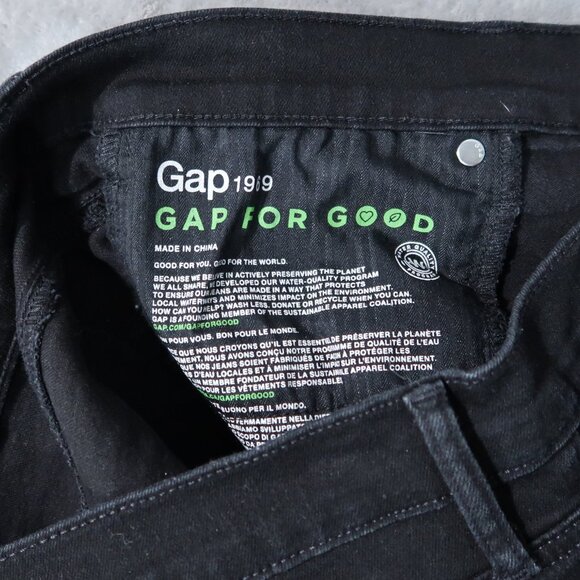 Gap Jeans Womens 32x30 Black 1969 Straight Medium Rise Dark Wash Stretch Goth - Picture 12 of 14
